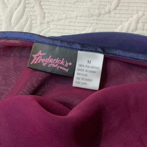 Frederick's of Hollywood Deep Blue Chemise maroon lining. Size Medium - Picture 6 of 11